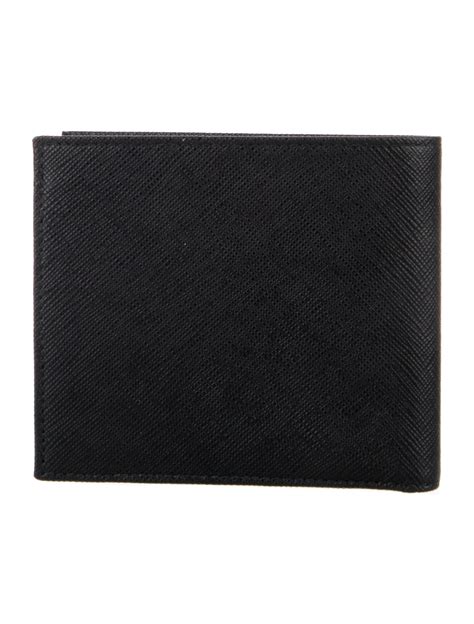 Prada Saffiano Triangle Leather Bifold Wallet 